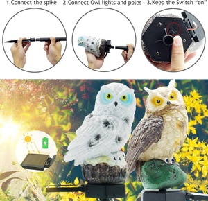 Lampe solaire en résine imperméable en forme de hibou pour chemin extérieur, jardin, décoration de jardin, lampe LED solaire pour cour et paysage - Product Image 3
