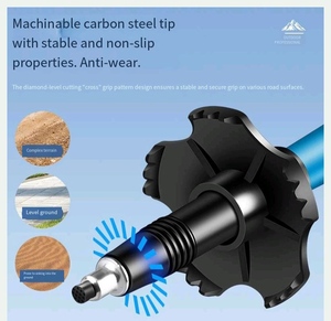 Bâton <span class=keywords><strong>de</strong></span> randonnée pliable en alliage d'aluminium, ultra-léger, pour la randonnée en plein air, bâton <span class=keywords><strong>de</strong></span> marche pliable en 5 sections, bâton <span class=keywords><strong>de</strong></span> randonnée et d'escalade - Product Image 2
