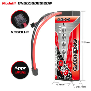 Gnb gaoneng 6500mAh 2S 2S2P 7.4V เคสแข็งพร้อมสาย XT60 120C RC LiPo แบตเตอรี่1:10 1/10รถแข่ง RC เรือ - Product Image 3