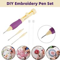 Aiguille magique pour broderie Kit d'aiguille avec 3 tailles d'aiguille Kit d'aiguille pour tricoter bricolage artisanat enfileur