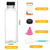 Bouteilles en plastique de 480 ml avec bouchons, réutilisables, pour jus, smoothies, lait, contenants jetables pour boissons, 16 oz