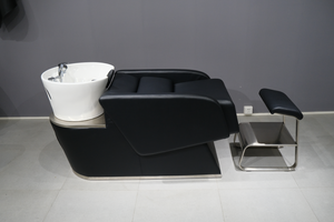 High-end Barber Shop Semi-reclining Modern Stainless Steel Massage Hair Washing <b>Bed</b> Flushable Basin Salon Use - Product Image 6