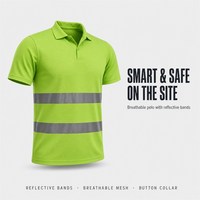 Polo de sécurité haute visibilité réfléchissant vert lime fluorescent, manches courtes, respirant, pour le travail et la construction