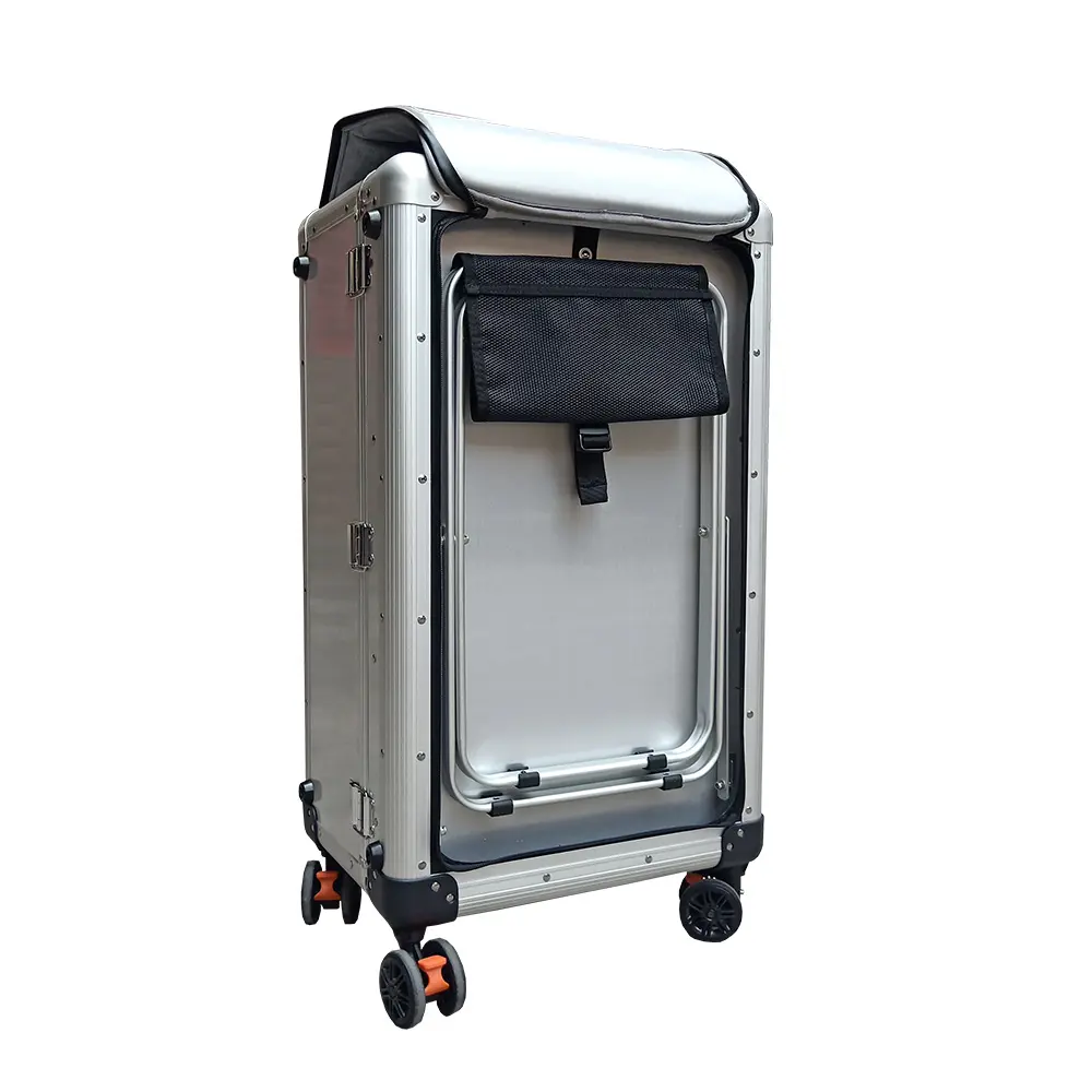 Alüminyum magnezyum alaşımlı kasa gövde spinner tekerlekler seyahat hafif gizli koltuklar moda stil bavul set ile bavullar