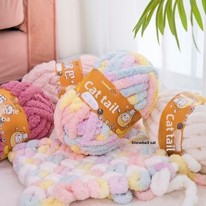 Filato per maglieria a dita super spesso <span class=keywords><strong>in</strong></span> misto lana e acrilico tinto Snowball Cat Tail, per sciarpe, bastoncini di ghiaccio, lavori a maglia fai da te, cuscini, coperte e articoli per animali domestici - Product Image 2