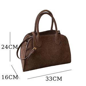 กระเป๋าถือผู้หญิง 3226 <span class=keywords><strong>H</strong></span> รุ่นฤดูใบไม้ร่วง ดีไซน์เนอร์ สีน้ำตาลหนังกลับ ขนาดใหญ่ จุของได้เยอะ สะพายไหล่หรือถือก็ได้  กระเป๋าเดินทางใบใหญ่ - Product Image 2