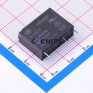 HF46F/5-HS1T Power Relay Through hole,7x20.5mm Relay 5V 1 Normally Open: 1A (SPST-Normally Open)::: 4 5A-30VDC/5A-250VAC - Product Image 1