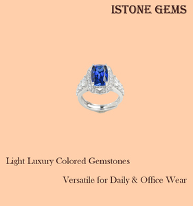 Bague ajustable en argent sterling 925 avec saphir bleu, saphir simulé bleu royal taille coussin avec halo en zircon cubique, pour fiançailles et mariage de luxe - Product Image 2