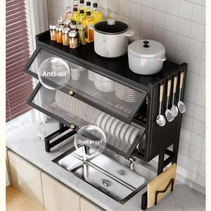 Moderno Estante Metálico Multifuncional de Doble Nivel para Encimera de Cocina, Escurridor Grande para Platos y Cuencos, Soporte para Utensilios - Product Image 3