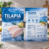 Sacs d'emballage personnalisés pour poissons congelés, sacs sous vide en plastique à trois soudures latérales, qualité alimentaire, pour fruits de mer, viande, crevettes, emballage pour congélateur