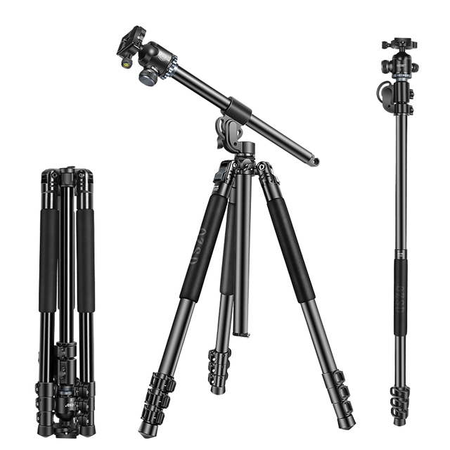 QZSD  Q728HL Aluminum Alloy Axis Horizontal Camera Tripod Fast Reverse Shooting Transverst Folding Design Panoramic Head Stand