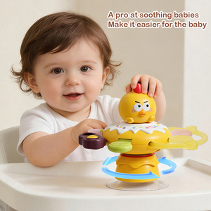 Jouet sensoriel pour bébé à <span class=keywords><strong>ventouse</strong></span>, avec animaux rotatifs et <span class=keywords><strong>hochet</strong></span>, jouet d'activités à démonter pour l'éveil et l'éducation précoce des nourrissons - Product Image 4