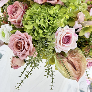 Weiß Rosa Seide Grün Blätter Kuss Ball Für Hochzeit Herzstück Dekorative Künstliche Blume - Product Image 5