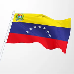 Рекламный продукт, двусторонний Печатный наружный декор из 100% полиэстера, индивидуальный флаг Венесуэлы