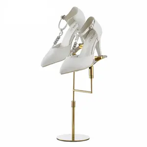 Shopping Mall High Quality Rose Gold Shoe Shine Stand Double Standing Shoe Display Stand