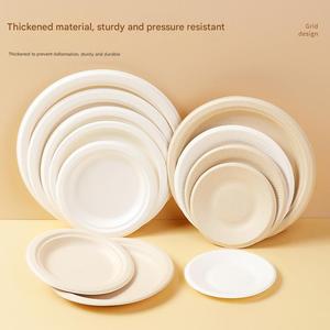 ถาดเยื่อชานอ้อยสีขาวทรงกลมพิมพ์โลโก้ตามสั่ง ขนาด 5 6 7 8 9 10 นิ้ว จานใยชานอ้อยย่อยสลายได้ทางชีวภาพ - Product Image 6