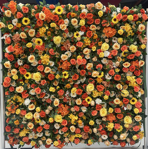पीले गुलाब सूरजमुखी पुष्प दीवार पैनल 8 फीट x 8 फीट x 8 फीट रेशम कृत्रिम फूलों की दीवार पृष्ठभूमि - Product Image 1