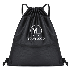 Custom Logo Front Zipper Pocket Gym Backpack Cinch Bag Drawstring Sportpacks for Promotional Events