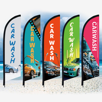 Drapeau Plume Publicitaire Personnalisé pour Extérieur, Idéal pour Services de Lavage Auto ou Promotion Commerciale, en Polyester