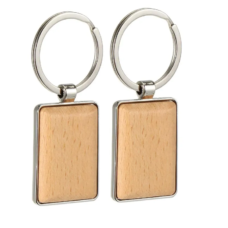 Porte Clef Personalisable Bois Metal Stainless Steel Key Holder Wood Custom Sublimation Blanks Wooden Key Chains Keychain