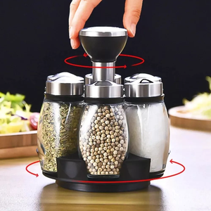 Tarros de vidrio giratorios para cocina, juego de especias, contenedor de condimentos, soportes de almacenamiento, oz especiales porta tempero, 6 uds. - Product Image 4