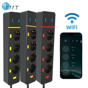 Tira de alimentación de <span class=keywords><strong>enchufe</strong></span> inteligente de 4 salidas, 1,8 m, cable de la UE, 30W, PD, 2, 2, 2, 2, 16A, clasificación CN estándar para uso Industrial, <span class=keywords><strong>WiFi</strong></span> Zigbee - Product Image 6