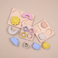 Modelo de silicona sin BPA, rompecabezas 3D, percepción, juguetes educativos de madera para niños, patrones geométricos de animales de haya, forma a juego
