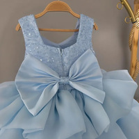 Robe de princesse en tulle à sequins avec nœud pour filles, idéale pour demoiselle d'honneur, piano, anniversaire ou spectacle