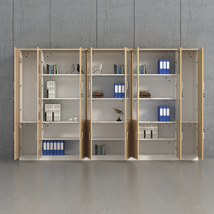 Armoire de classement en bois à 5 niveaux avec porte vitrée verrouillable, meuble de rangement de bureau, bibliothèque, armoire d'archives - Product Image 3