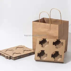 Factory Wholesale Custom Coffee Cardboard Cup Holders Eco Friendly Paper Cup Holder Tray