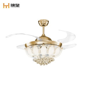 หรูหราคริสตัลโลตัสโคมระย้าที่มองไม่เห็นพัดลม<span class=keywords><strong>เพดาน</strong></span>พับเก็บได้ด้วยแสง - Product Image 5