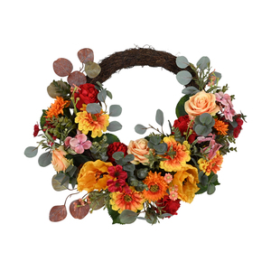 Couronne de fleurs suspendue pour la décoration de porte d'automne, classique et personnalisable, très populaire - Product Image 1