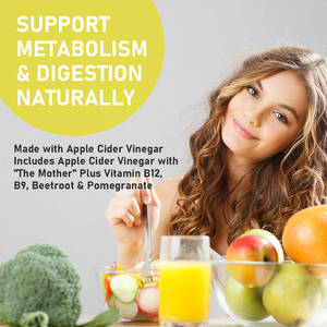 Gommes au vinaigre de cidre de pomme de qualité supérieure, glucides et sucres totaux, favorisent un poids sain, gommes à la vitamine B12 - Product Image 6