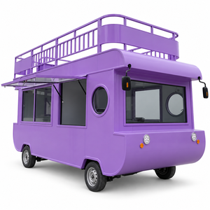 Carro de comida tipo cápsula morado, con techo, utilizado para la venta de helados, café, té con leche y hot dogs al aire libre. - Product Image 6