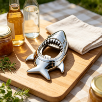 Nouveau produit lancé : Ouvre-bouteille moderne en alliage de zinc plaqué argent, design requin, outils de bar et de cuisine personnalisés et créatifs