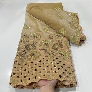 Vải nhung thêu vải rỗng váy cưới Châu Phi sườn xám nhung ren - Product Image 4