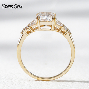 เครื่องประดับเพชรชั้นเลิศ Starsgem แหวนหมั้นทองคำแท้10K ประดับเพชรหลุยส์รูปทรงเรเดียนต์เพชรปลูกในห้องปฏิบัติการน้ำหนัก2.0กะรัต - Product Image 4