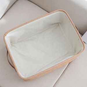 Grands paniers <span class=keywords><strong>de</strong></span> rangement rectangulaires pliables en tissu <span class=keywords><strong>de</strong></span> lin, multifonctionnels, écologiques, durables, sécuritaires et peu encombrants, avec poignée pour - Product Image 4