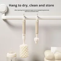 Ensemble de brosses à tétines multifonctionnelles à poignée droite avec carte insérable pour le nettoyage des biberons en plastique durable