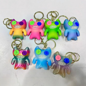 Cute Grinning Monster Keychain Plush Toy 0-10cm Plastic Unisex Gift For Kids <b>Students</b> <b>Backpack</b> Accessory - Product Image 1