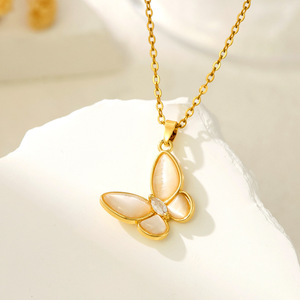 Wholesale New Design Zircon Butterfly Women's Necklace Gold-plated <b>Copper</b> Necklace Fashion Jewelry Pendant for Gift - Product Image 5