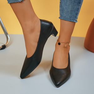 <span class=keywords><strong>Zapatos</strong></span> <span class=keywords><strong>de</strong></span> Tacón Grueso Negros <span class=keywords><strong>de</strong></span> Cuero para Mujer, Profesionales, para Banco, Hotel, Azafatas, Trabajo, Entrevista - Product Image 4