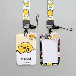 Porte-cartes et lanières Gudetama japonais, motif dessin animé mignon, accessoires portables personnalisables, cadeau étudiant, étui pour badge d'identification et carte nominative - Product Image 2