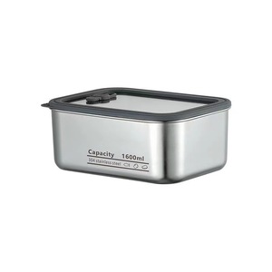 304 Stainless Steel Food Storage Container 1600ml Rectangular Clip On Lid Microwave Safe For Home Camping - Product Image 1