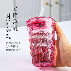 STARLII Gobelet en <span class=keywords><strong>verre</strong></span> coloré bon marché de 480ml <span class=keywords><strong>avec</strong></span> <span class=keywords><strong>paille</strong></span> - Product Image 4
