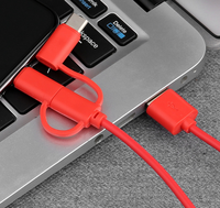 Câble de données multi-interface 3-en-1 avec coque en TPE injecté de qualité supérieure, alimentation 5V, prend en charge la charge pour les appareils Type-C et Micro USB-A