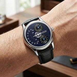 ผู้ผลิตนาฬิกาแบรนด์ดัง รับผลิตแบบ OEM ODM นาฬิกาจักรกลแท้ ดีไซน์เฉพาะตัว หน้าปัดย่อยเอ็กเซนทริค ประดับด้วยบลูอเวนทูรีน พร้อมเข็มนาฬิกาแบบยืดหดได้ - Product Image 2