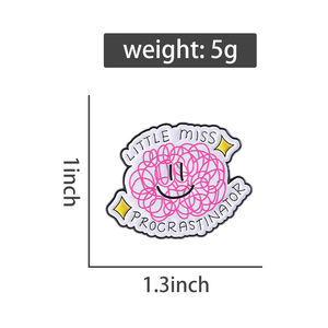 Little Miss Procrastinator Enamel Pin lucu otak pikir bros perhiasan hadiah untuk teman grosir grosir - Product Image 6