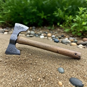 Hache à double tranchant et double tête en acier à haute teneur en carbone avec manche en <span class=keywords><strong>bois</strong></span>, <span class=keywords><strong>hachette</strong></span> industrielle <span class=keywords><strong>pour</strong></span> le bricolage et le camping en extérieur - Product Image 3