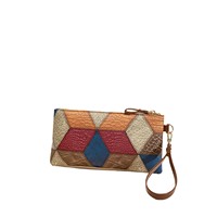 Dompet Mini Persegi Bergaya Baru dengan Pola Geometris, Model Vintage Mewah, Serbaguna, Beritsleting, Lapisan Poliester